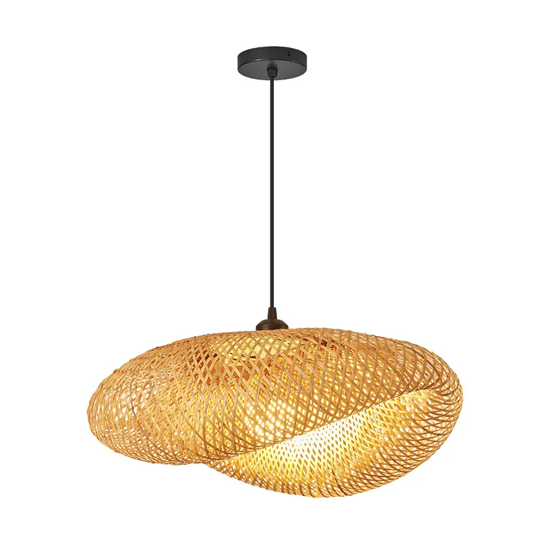 Imagem -04 - Handmade Bamboo Rattan Teto Lustre Bamboo Abajur Shade Forma do Chapéu Quarto de Casa Decorativo Zk40 E27