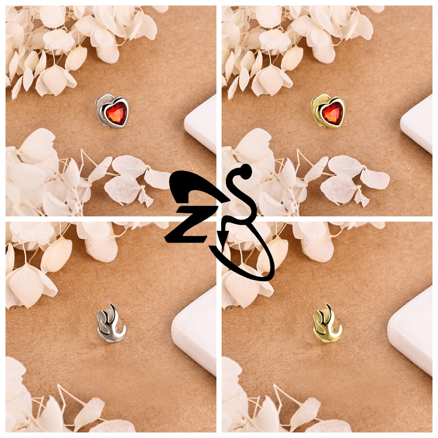 ZS 1 قطعة/مجموعة الهيب هوب مجوفة مطلية بالذهب Grillz الأسنان الديكور شكل قلب الزركون الأسنان كليب مجوهرات عالية البولندية غطاء الأسنان #6