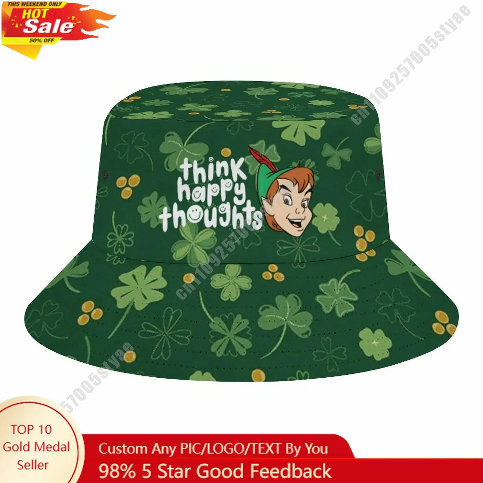

Peter Pan Bucket Cap Disney Cartoon DIY Custom Your Graphic Design Fisherman Hat Holidays Gift Sun Protection Fashion Hat