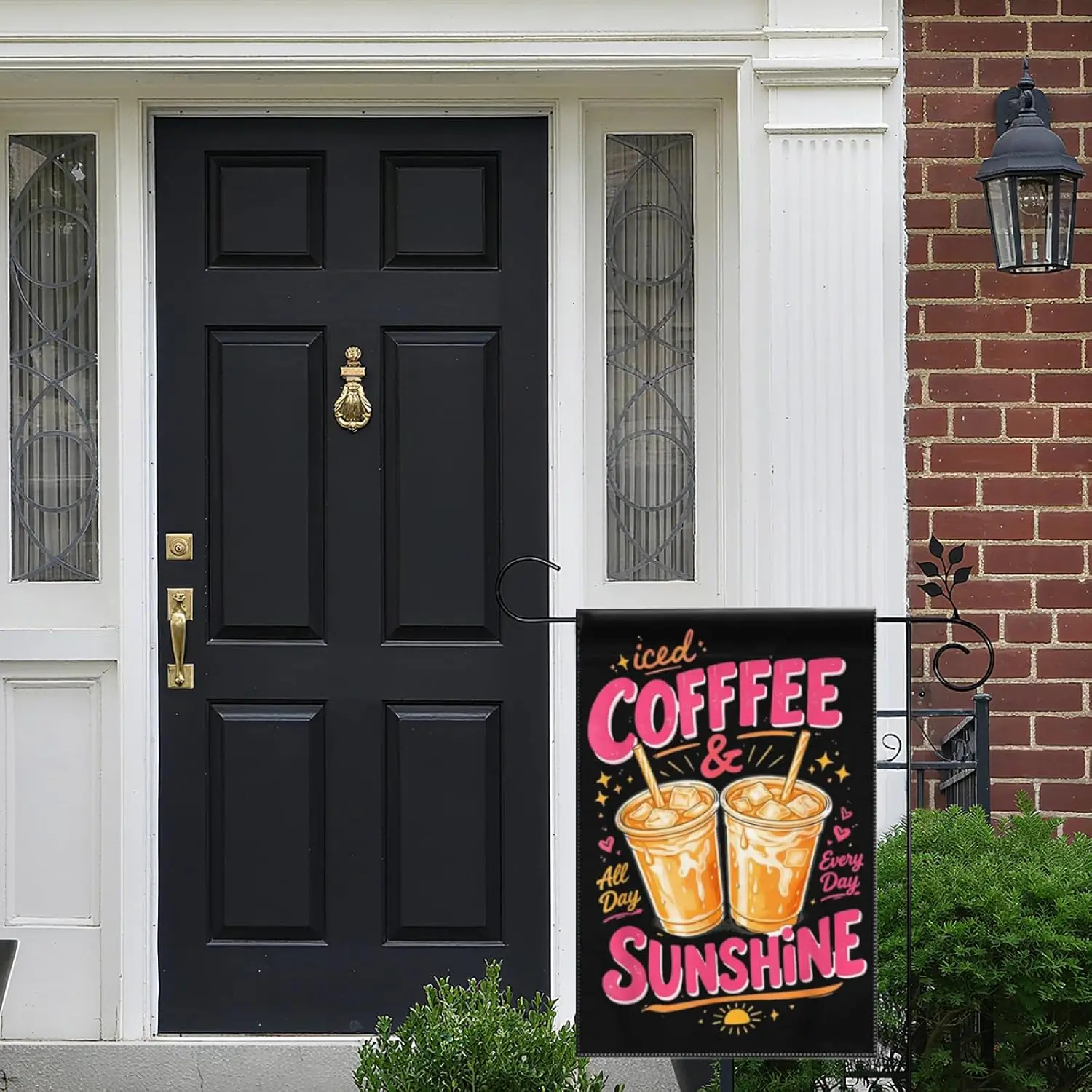 Iced Coffee and Sunshine, Summer Vibes Flag New for Outdoor Indoor Holiday House Decoration Yard Garden Gift Banner 12x18 in AAS