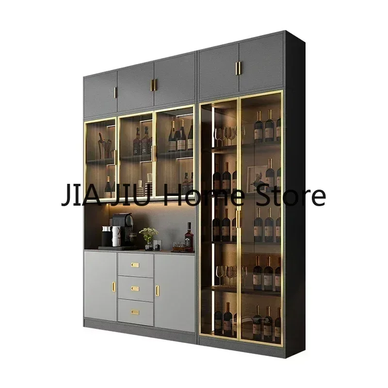 Wooden Display Wine Cabinets Kitchen Storage Living Room Wall Wine Cabinets Racks Liquor Mueble Licorera Bar Furniture QF50JG