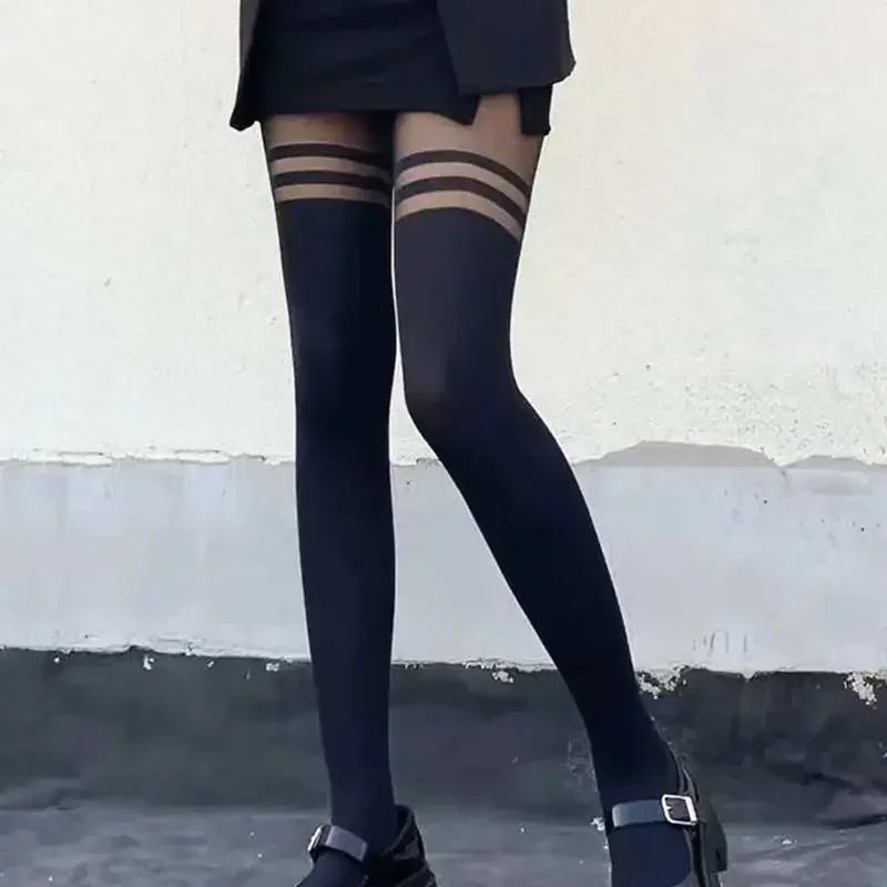 Frauen Sexy Strumpfhosen Doppel Streifen Seidenstrümpfe Dünne Dame Vintage Strümpfe Strumpfhosen Sommer Weibliche Strumpfwaren Strümpfe