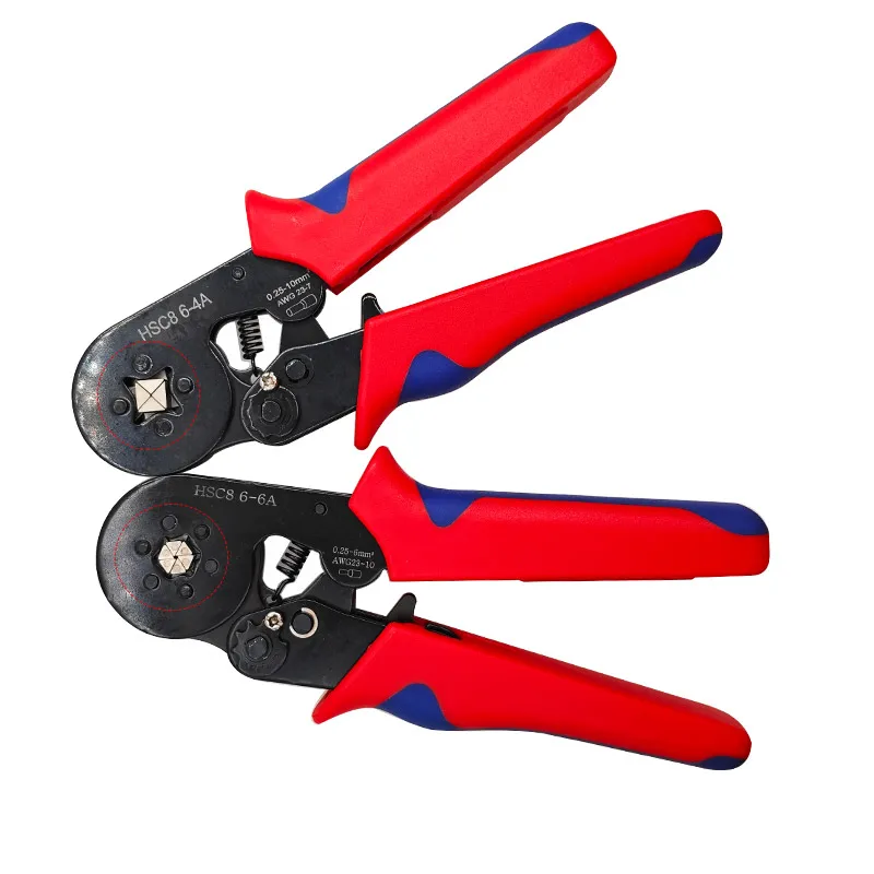 HSC8 6-6 6-4 Alicates de crimpado de terminales EU autoajustables 0.25-10mm² 23-7AWG VE/TE Herramientas manuales tubulares para terminales de goma, juego de 1200