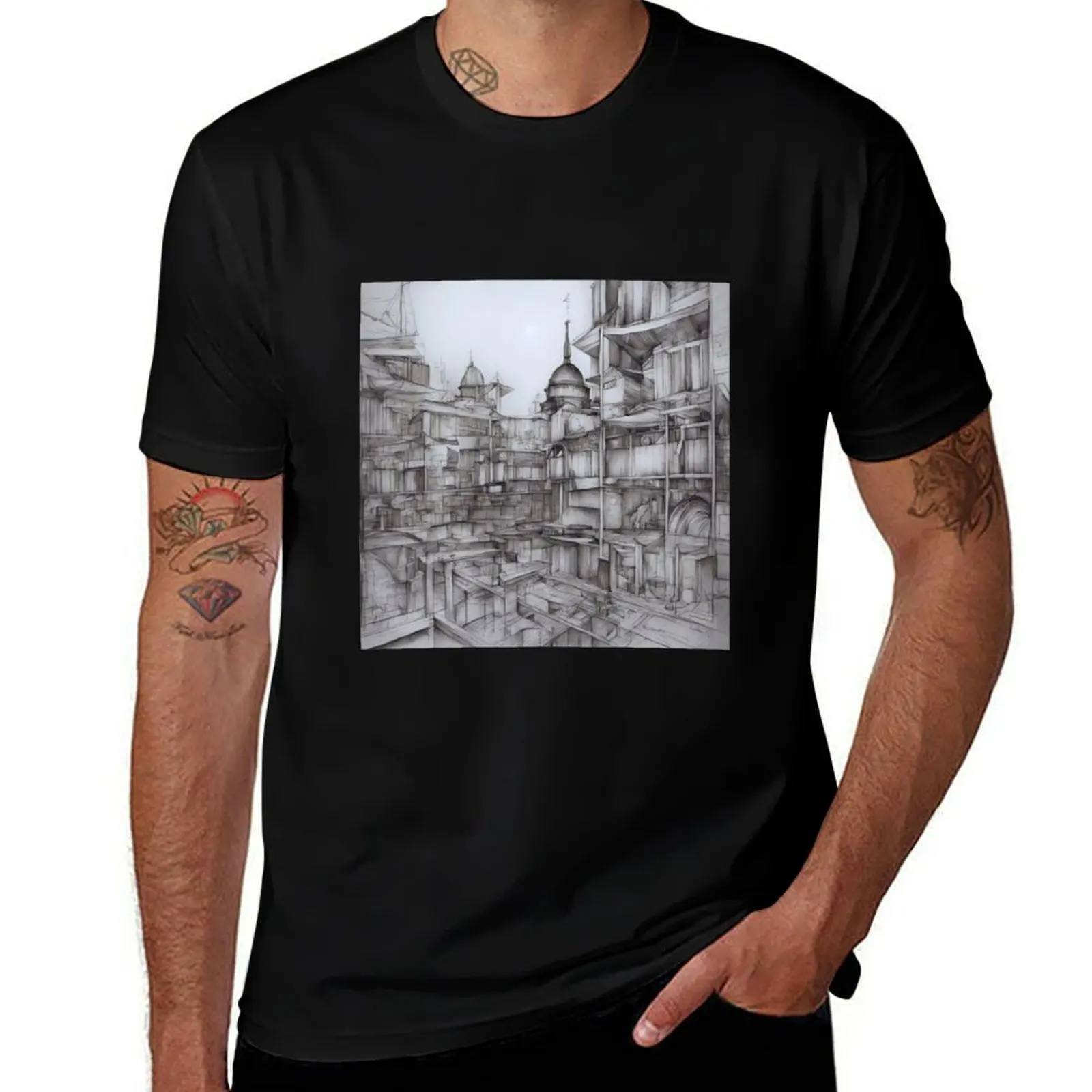 

building sketch T-Shirt Funny t-shirts summer clothes shirts graphic plain t shirts men