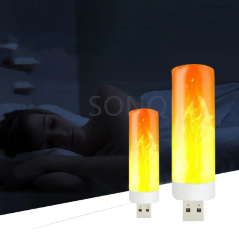 USB LED Atmosfera Night Light, Flame Lamp, Power Bank, Camping Iluminação, Cigarette Lighter Effect
