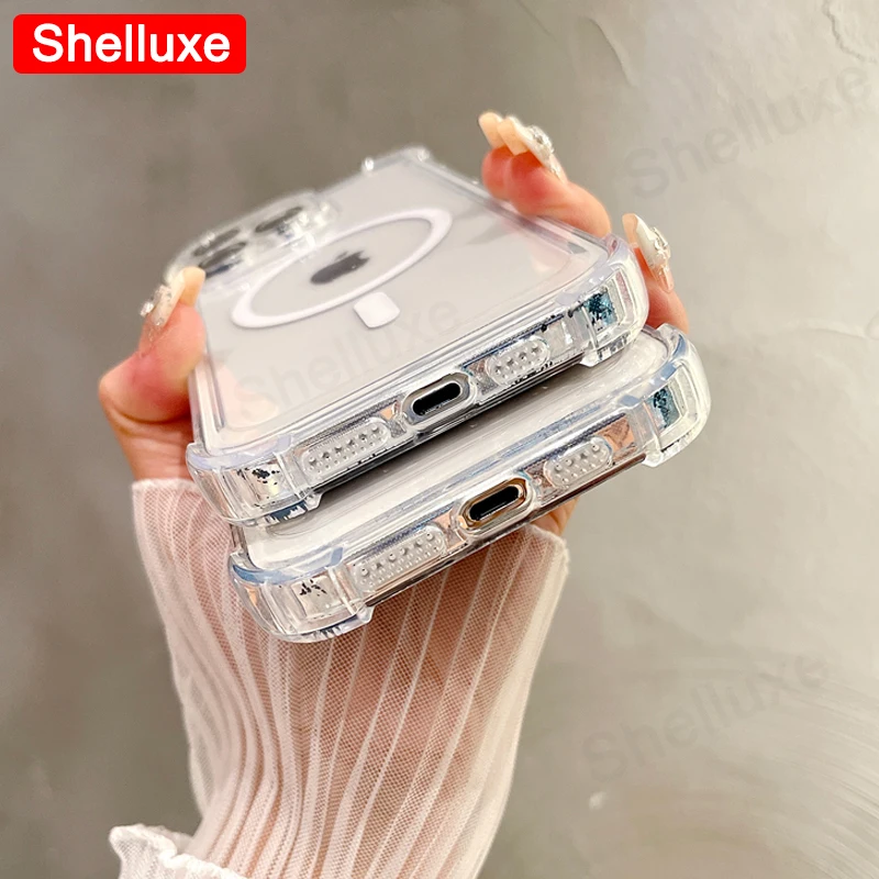 Funda magnética transparente con armadura para iPhone 17 Pro Max, esquinas reforzadas de lujo 5