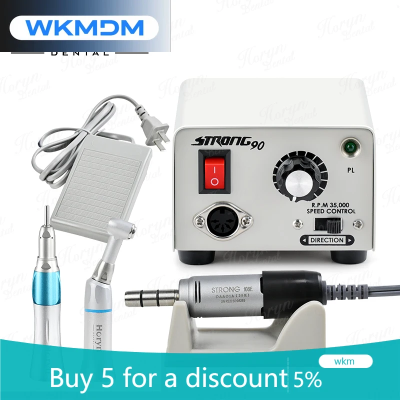 

65W Strong 90 Micromotor 102L/E Type Handle Electric Nail Drills Manicure Machine 35000RP Polishing Machine den tistry Tools