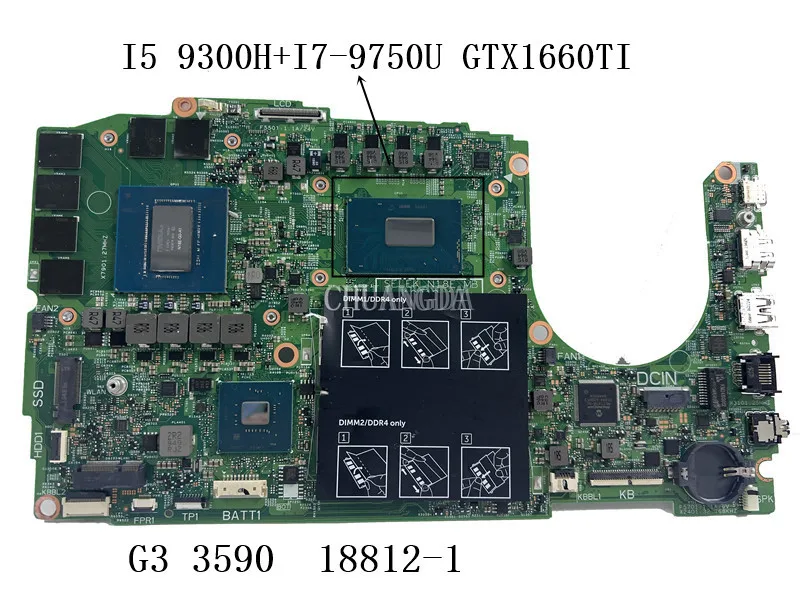 18812-1 For Dell G3 3590 Laptop Motherboard 0FMG64 FMG64 0XHJ4R XHJ4R GTX1660TI I5-9300H I7-9750H N18E-G0-A1