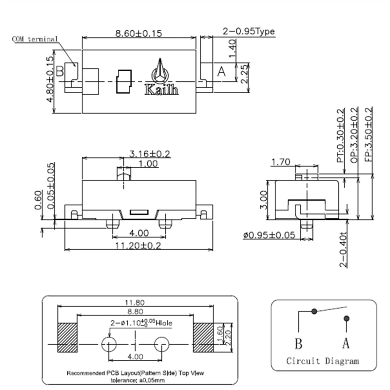 Nowy, autentyczny, oryginalny mini mikroprzełącznik Kailh SMD Blue Dot Anywhere MX Logitech M905 G903 G900 G603 G502 GPW Side Key