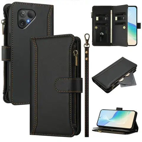 For Fairphone 6 5G Flip Case Crossbody 9-Card Zipper Leather Wallet Funda For FairPhone 5 Luxury Cover Fair Phone 6 5 Etui
