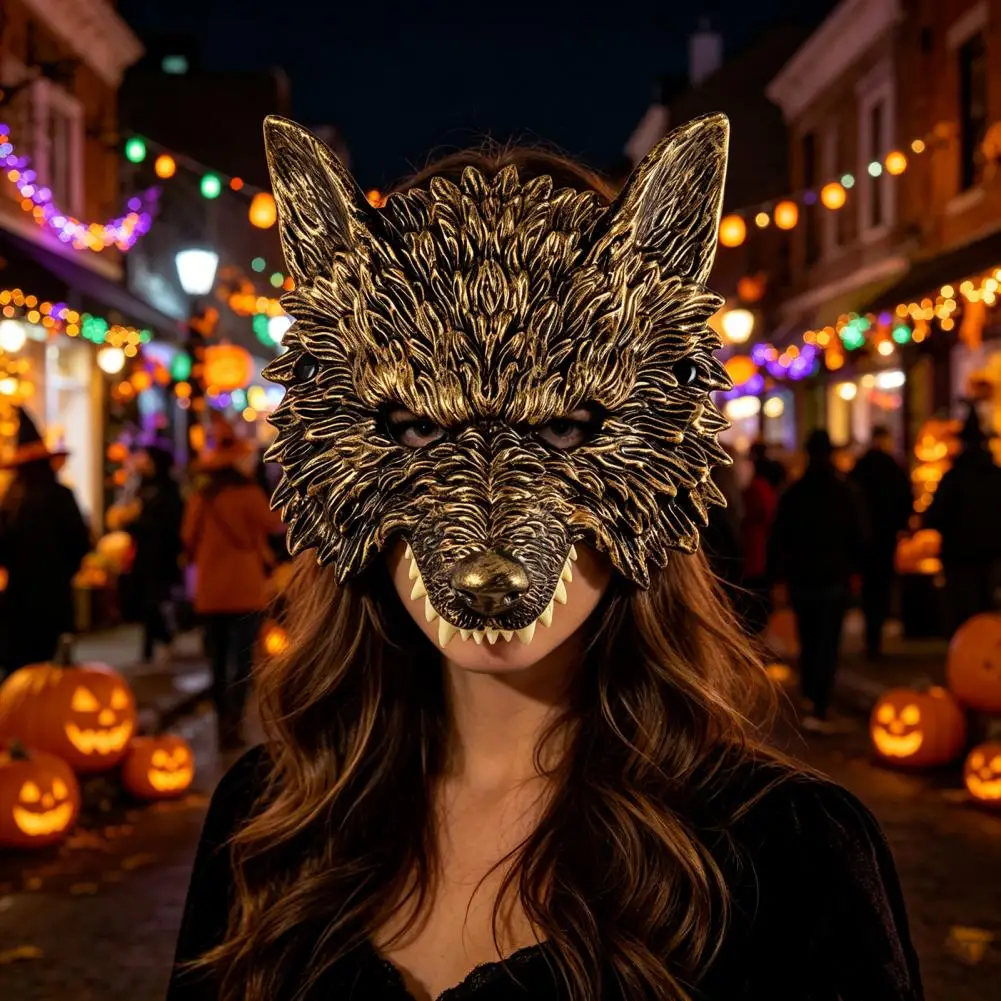 Medieval Wolf Mask, Lightweight Comfortable Werewolf Costume Mask with Adjustable Strap for Halloween Cosplay Party