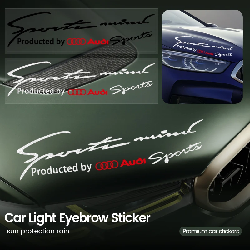 Car styling New Sports Vinyl Decal Reflective Lamp Eyebrow Stickers For Audi a1 a2 a3 a4 a5 a6 a7 a8 Q1 Q2 Q3 Q4 Q5 Q6 Q7