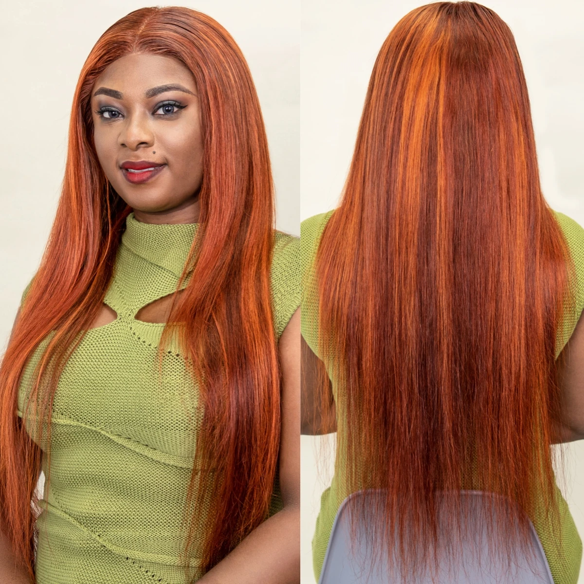 13×4 13×6 HD Transparent Lace Brown Ginger Orange Color 200% Density Lace Front Human Hair Wigs 100% Human Wigs Straight Hair