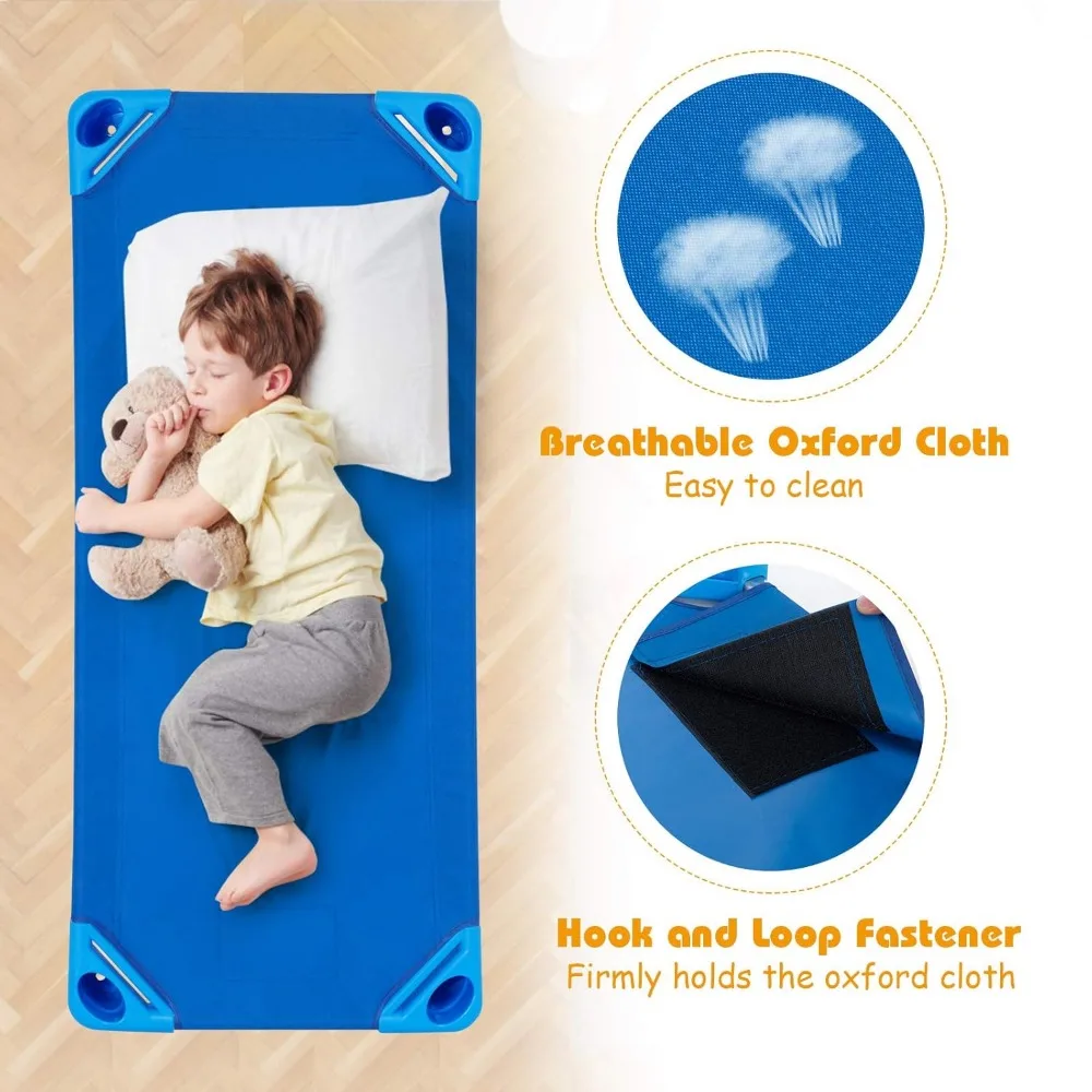 Costzon Kids Daycare Nap Cots, 6-Pack, Stackable 51 Long x 22.5 Wide, Easy Assembly, Preschool-Ready