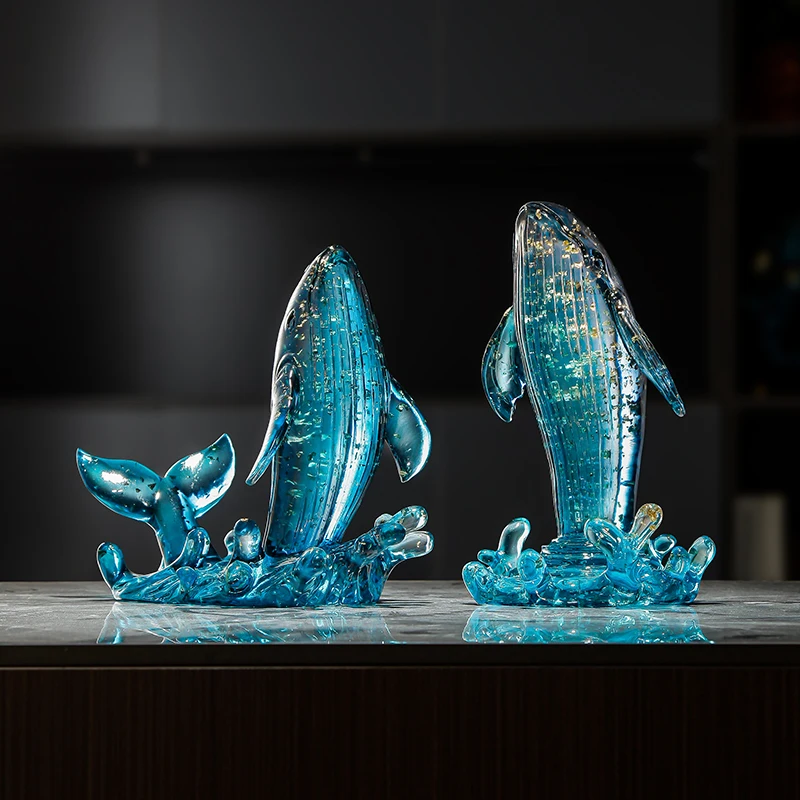 Resin Whale Decoration for Living Room, TV Counter Face, High Sense, Creative Arts, Wine Cabinet, Simple, Modern Light, Luxury