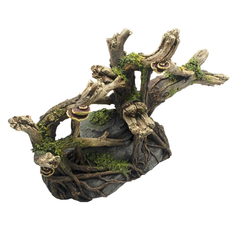 Goldfish tank landscaping ornamental landscape decoration resin shelter ecological landscaping shrubs tree roots green plants