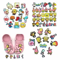 Mezcla de dijes para zapatos DIY Bob Esponja A/W, dijes para zapatos de PVC, zapatillas de estrella de Patrick, decoraciones con hebilla aptas para niños, regalos de cumpleaños y Navidad