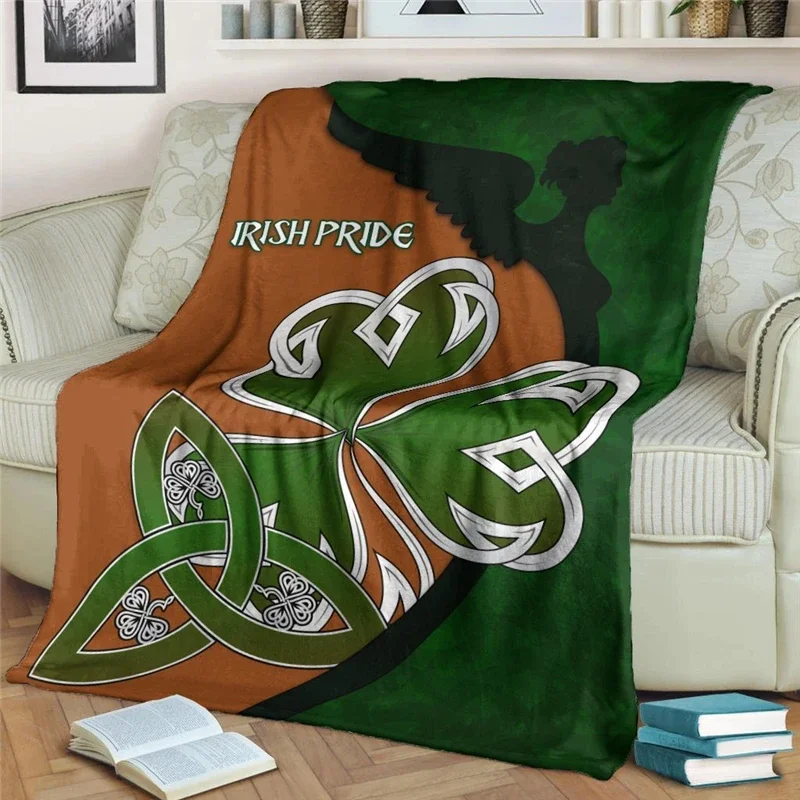 

Фланелевое одеяло Irish Pride с 3D принтом для детей и взрослых, одеяло для домашней жизни, путешествий, самолета, портативное одеяло