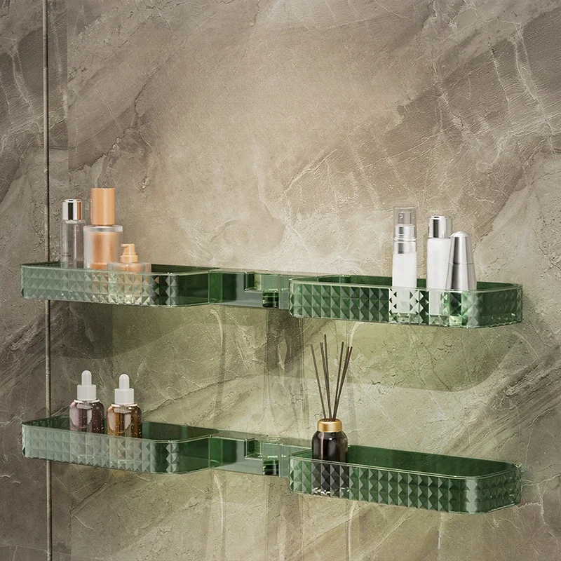 

Light Luxury Wall-hung Bathroom Star Diamond Pattern U-shaped Shelf Bathroom Hole-free Storage Shelf Wall Corner Artifact