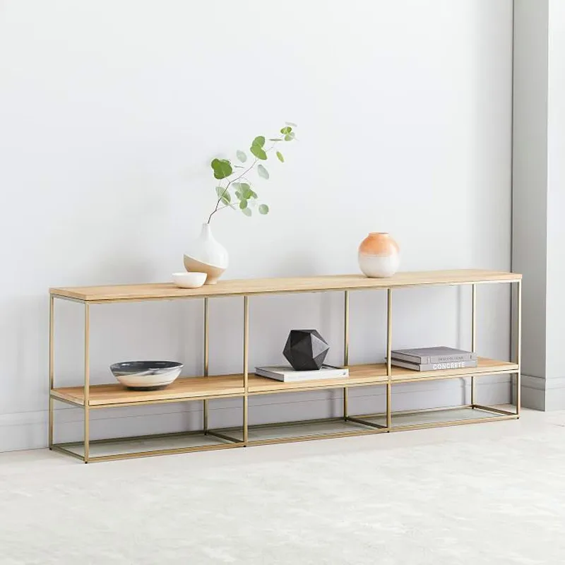 

ins Nordic solid wood wrought iron combination entrance table, narrow floor-to-ceiling dining side cabinet in the living room