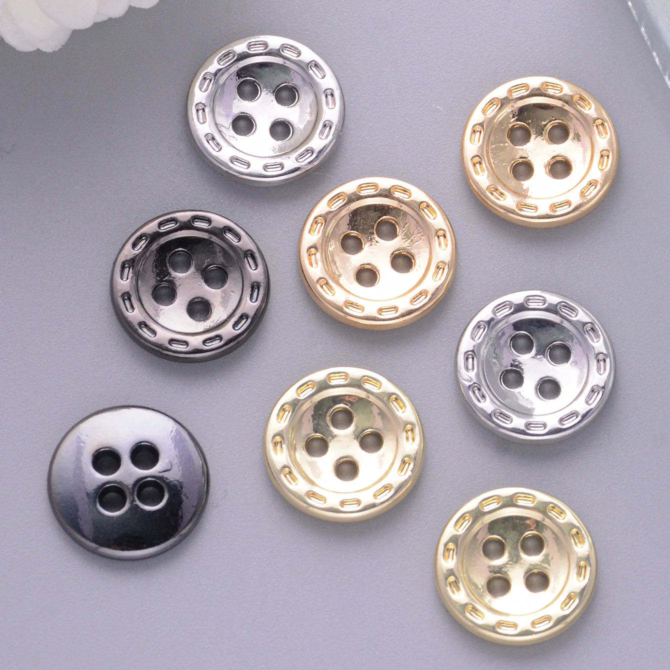 10Pcs/Pack 12mm 4-Hole Round Metal Buttons for Clothings Suit Shirt Buttons DIY Sewing Accessories Shank Buttons