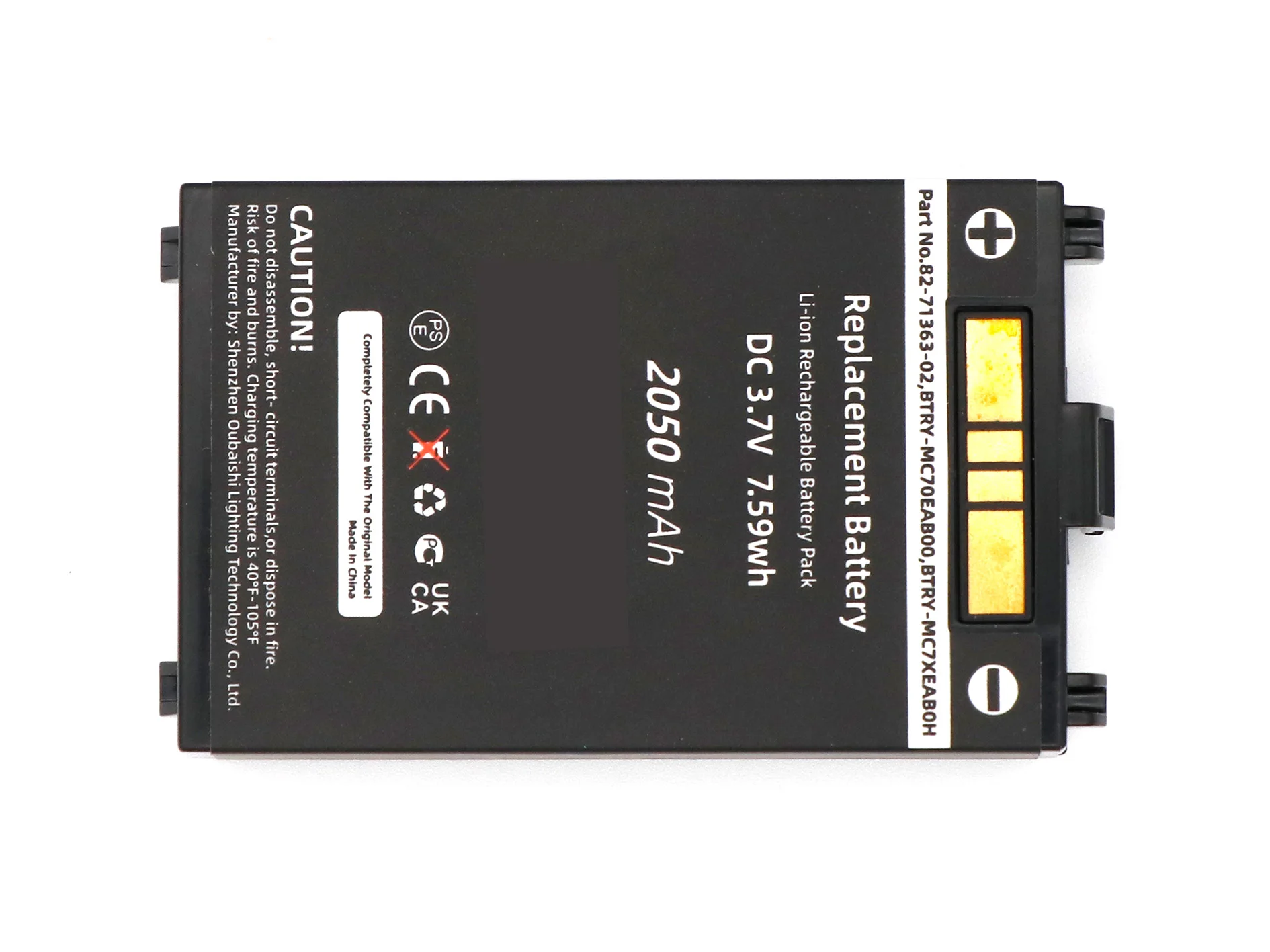 Replacement Battery for Symbol  MC70, MC7004, MC7090, MC75, MC7506, MC7596, MC7596-PZCSKQWA9WR, MC7598 82-71363-02, 82-71364-01