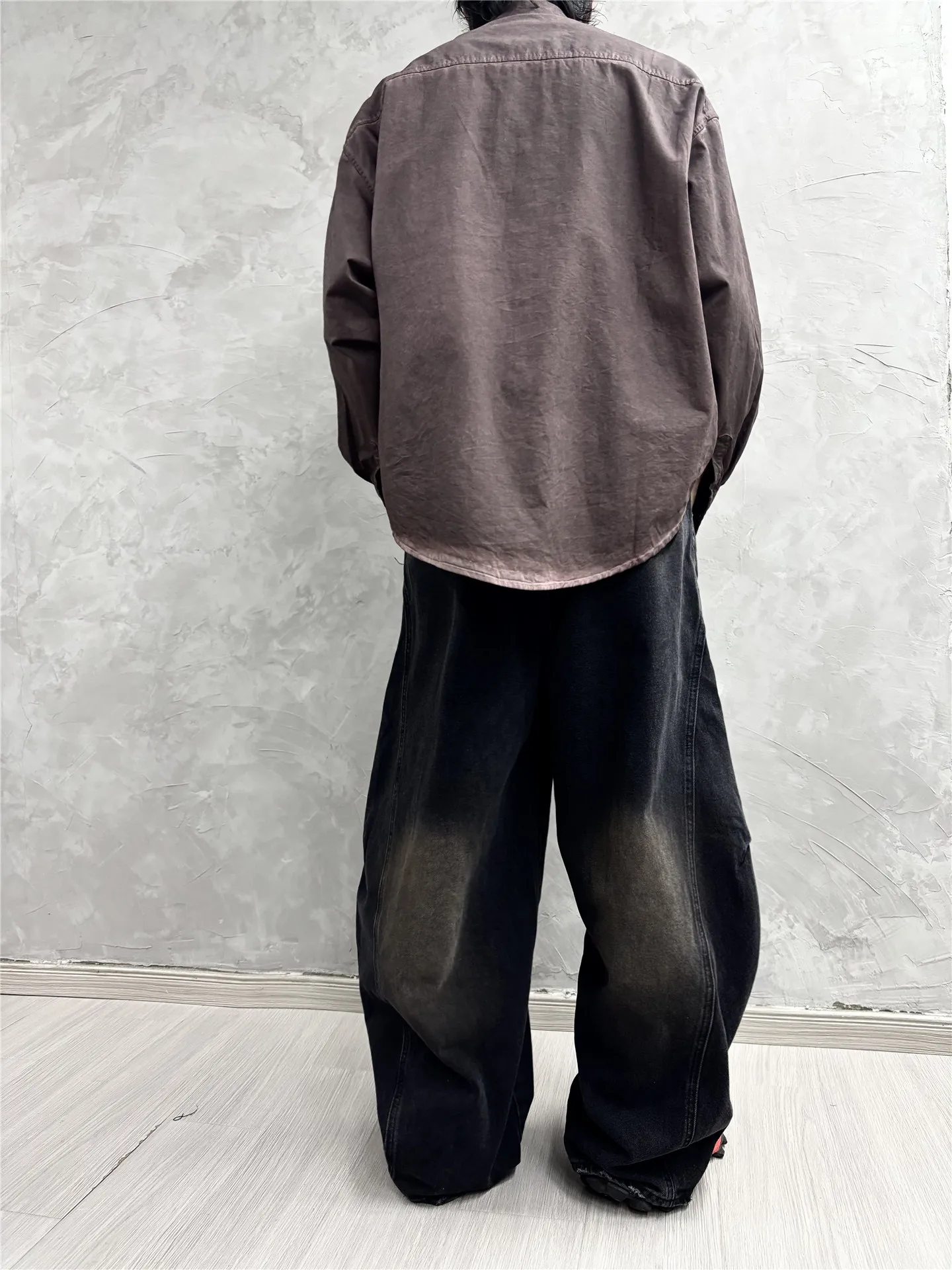 High Street Shirts Men's Pioneer Sand Dune Waste Soil Wind Doing Old Dirty Stained Long Sleeved Coat Loose Casual Shirt Top