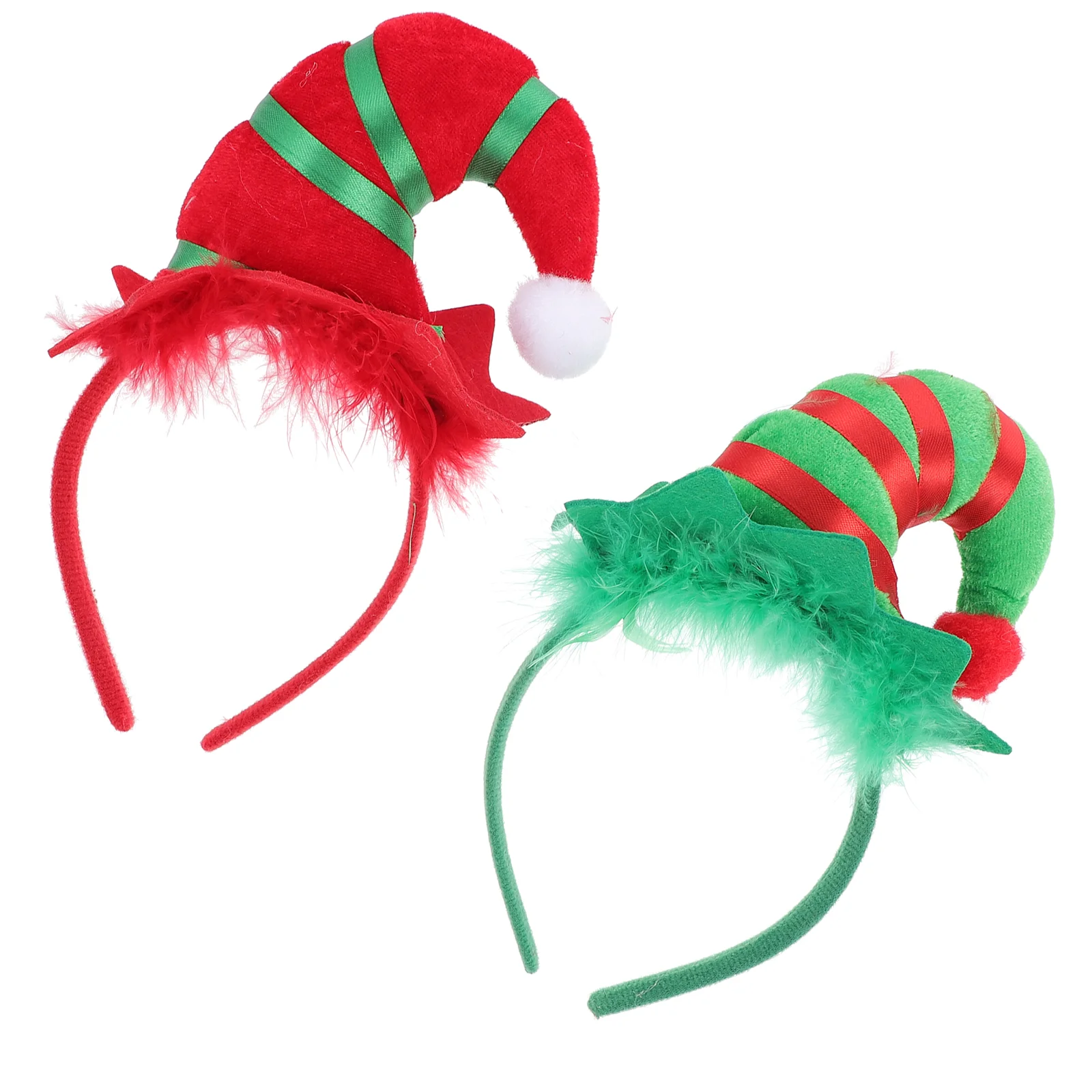 

2 Pcs Christmas Headband Festival Prop Themed Headdress Cap Style Hairband Decor Xmas Party Hoops Tree Hat Shaped