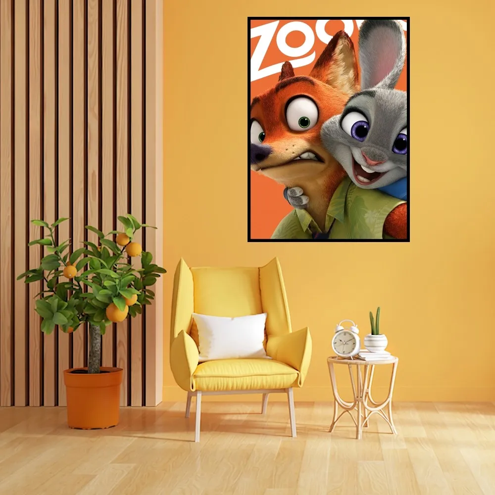 Cartoon Zootopia Nick Wilde Officer Judy Hopps Poster Prints Wall Painting Bedroom Living Room Decoration Office Home