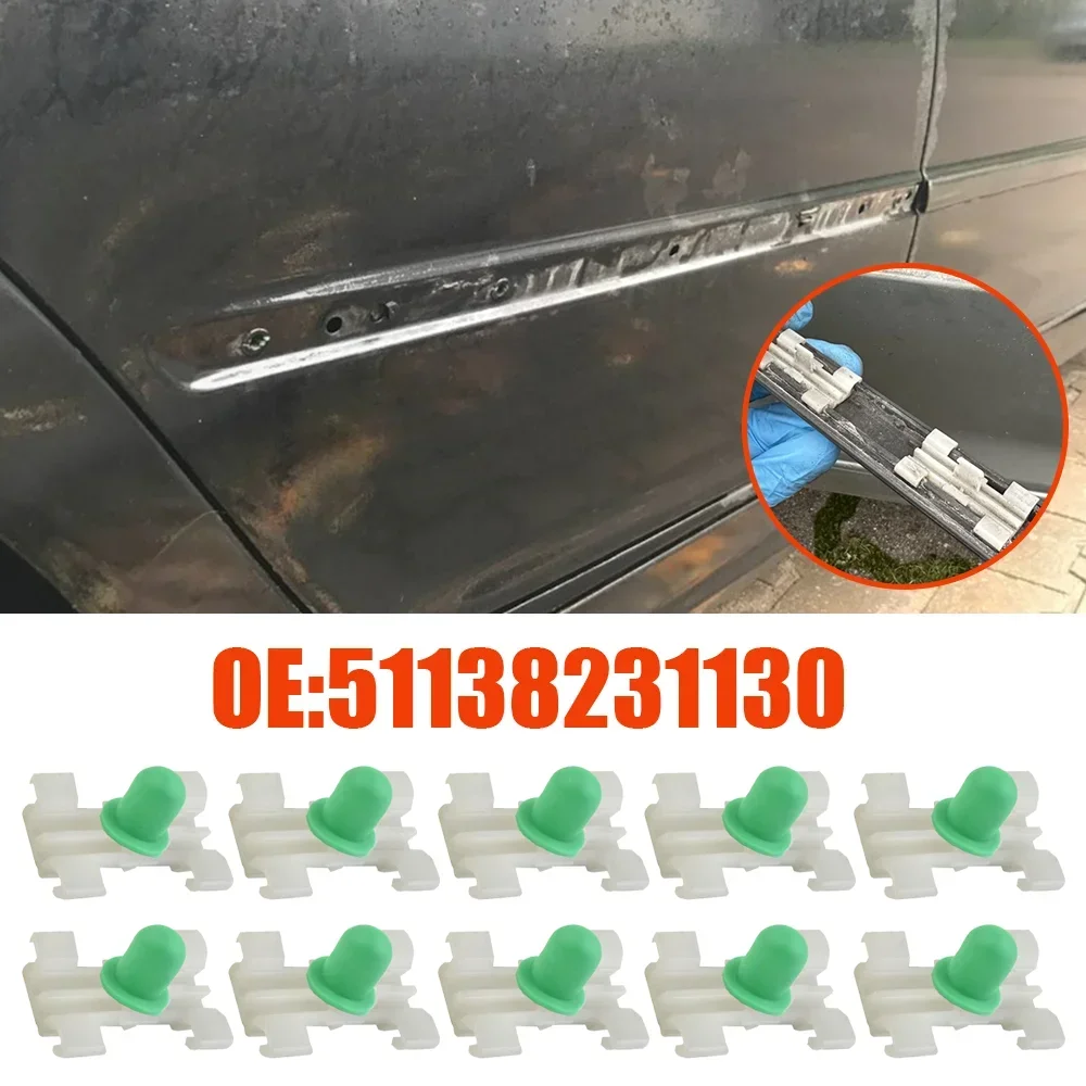 10PCS Side Molding Clips For BMW E46 Car Exterior Side Moulding Door Bumpstrip Retaining Fastener Clips Rivet 51138231130 NEW