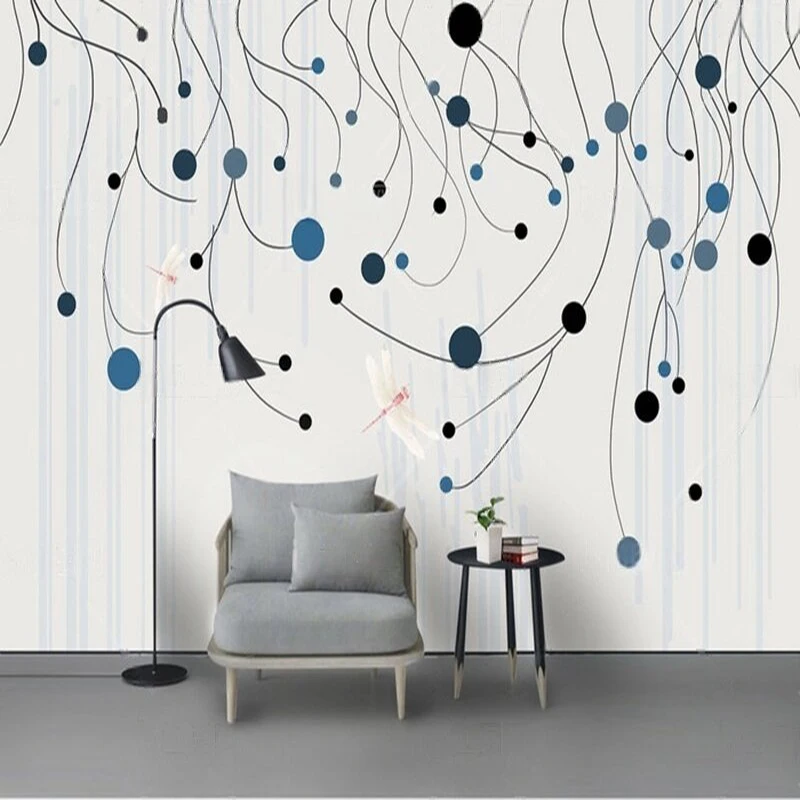 

MU9163 Modern polka dot style beautiful lines polka dot dragonfly TV home decoration bedroom background wall PAPER