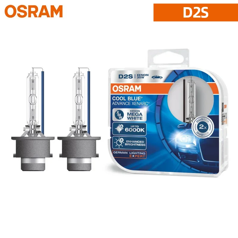 OSRAM Original D2S 66240CBA Cool Blue Advance HID Xenon Bulb 12V 35W 6000K Super White P32D-2 High Low Beam Car Headlight 1 Pair