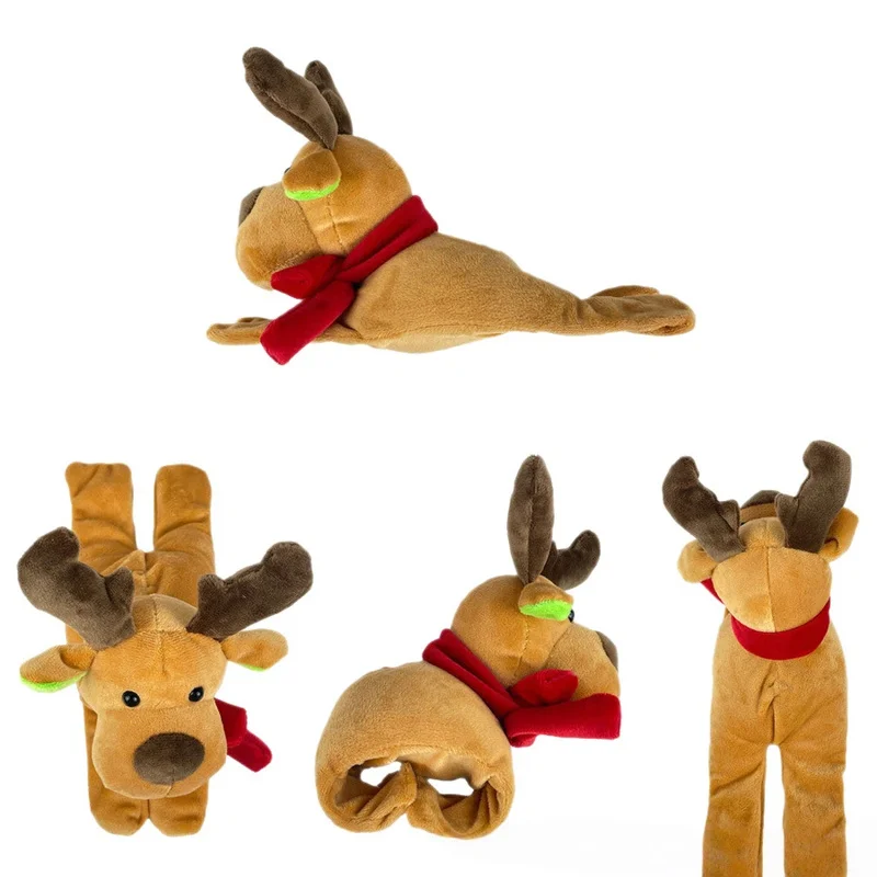 Bracciale con zampa di Babbo Natale indossabile, bambola da polso con renna di alce in peluche per bomboniere di Natale, regalo di Natale per bambini