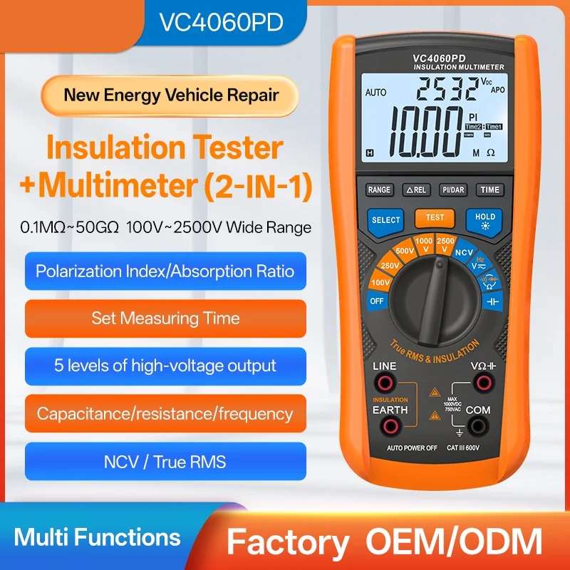 VC4060PD Insulation Multimeter Vicimeter Meter for Motor Cables Mechanical & Electrical Equipment Insulation Resistance Tester