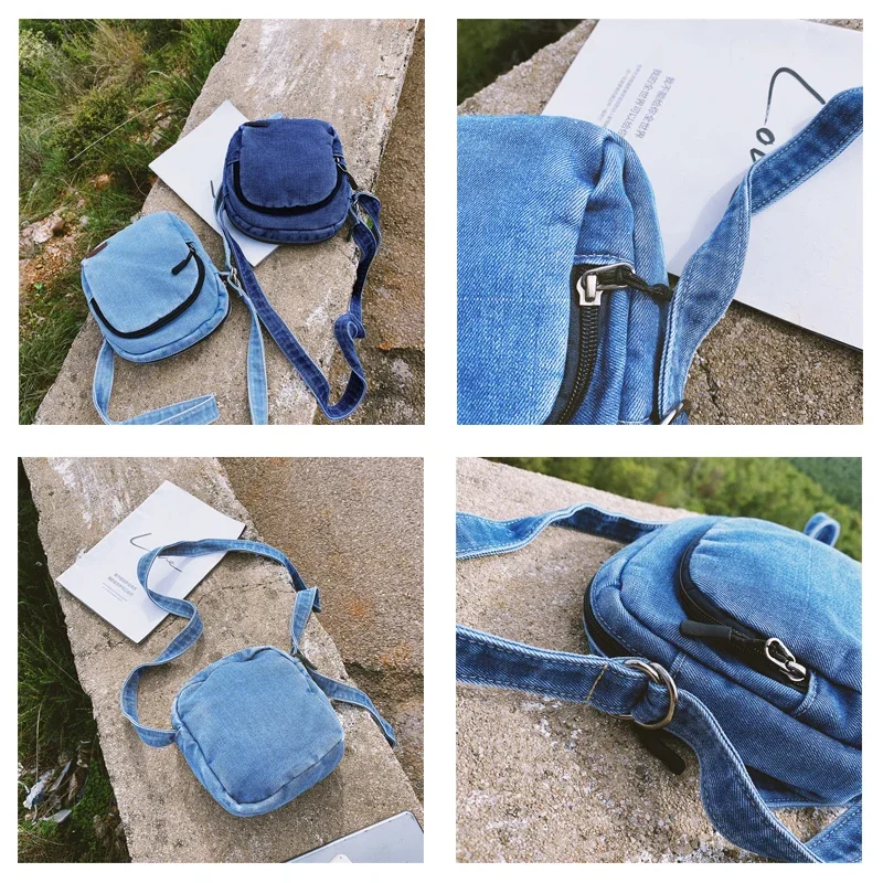 New Jeans Women's Bag Mini Canvas Handbag Denim Shoulder Crossbody Bag Phone Messenger Bag Y2K Satchel Student Eco Bag Korean