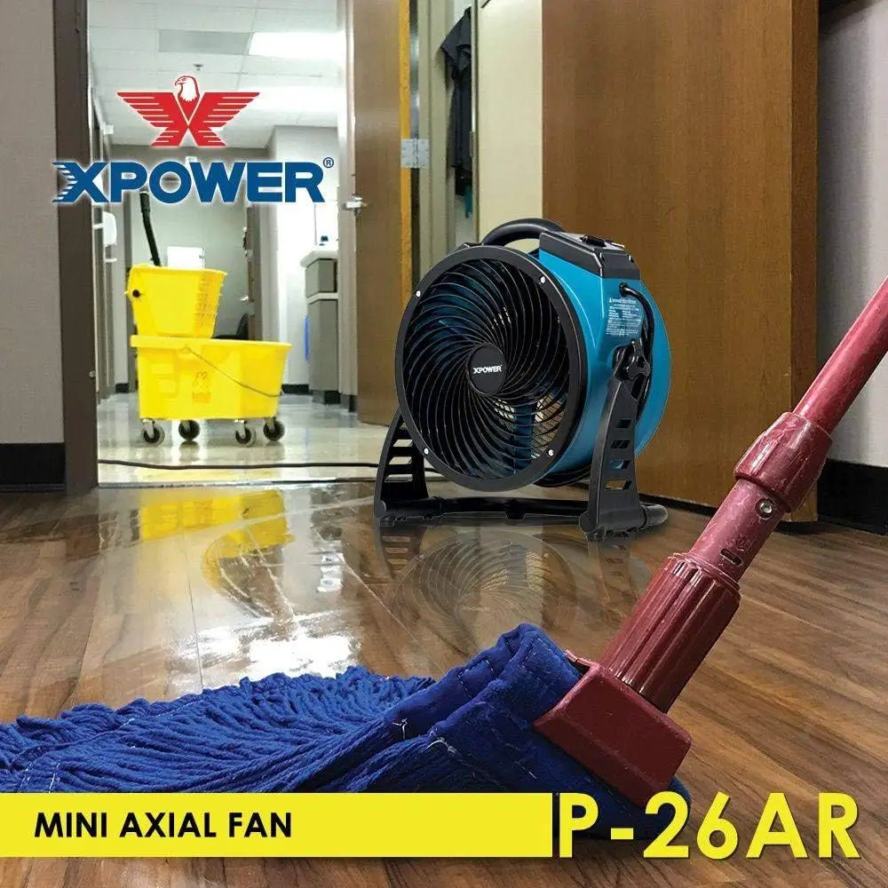 P-26AR Industrial Axial Air Mover, Blower, Fan with Build-in Power Outlets for Water Damage Restoration, Home and Plumbing Use -