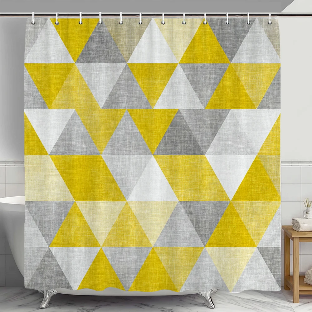 

Современная минималистичная стильная занавеска для душа с геометрическим рисунком, декоративная занавеска для душа в ванной комнате, водонепроницаемая занавеска для душа с крючками