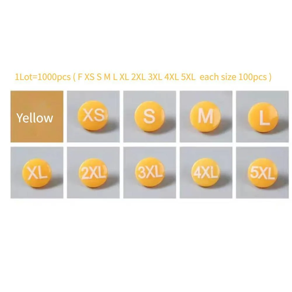 1000PCS/lot Clothes Collar Pocket Hat Edge Size Markers Button Clip Sizer Buckle Strap XS S M L XL 2XL 3XL 4XL 5XL F