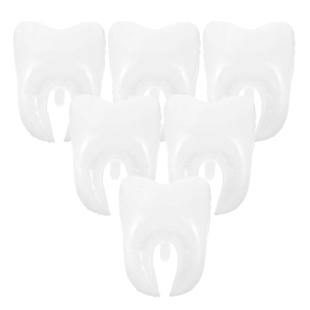 

6pcs Tooth Shaped Balloons Large Pe Inflatable Birthday Party Decorations For Shower Wedding Festival Scene Layout Props