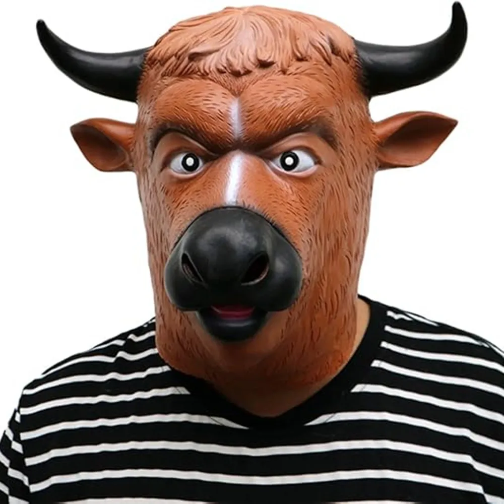 Bullen-Latexmaske Tiermaske Vollkopf-Bullenmaske Halloween-Maske – Detail 3