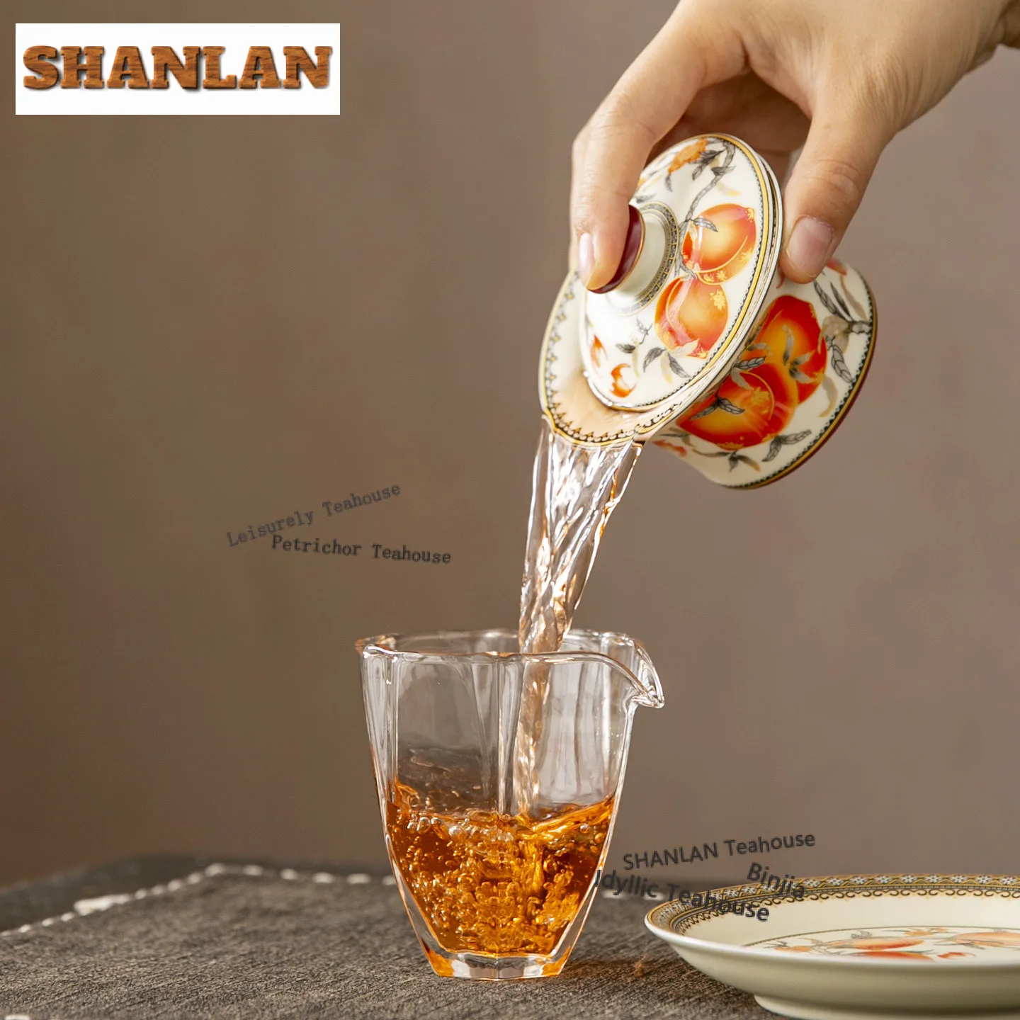 150ml Retro Cream Nine Longevity Peach Gaiwan Tea Tureen Tea Bowl With Lid Kit Tea Making Cover Bowl Chinese Tea Set Decoration
