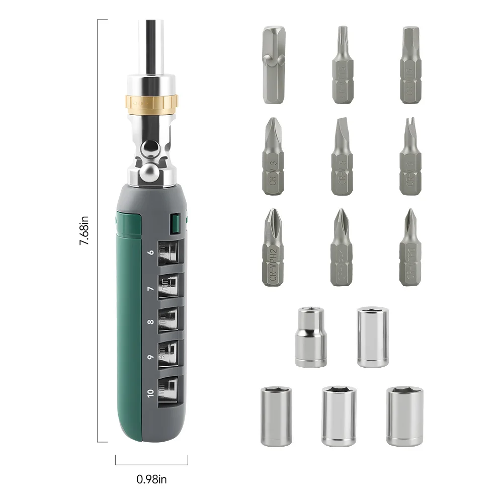 LOZLIN 14 in 1 Ratcheting Screwdriver Set with Multi Angle Head Multifunction Ratchet Screwdriver Kit with Screwdriver Bits for Auto Repair, Electronics, Laptop, Phone, Home Appliance Hand Tools