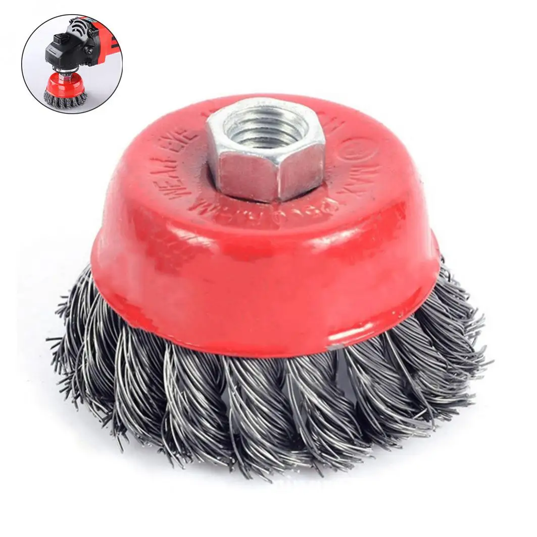 

Stainless Steel 3 Inch Bowl Wire Brush for Angle Grinders with 1 / 2 Inch Threaded Mandrel