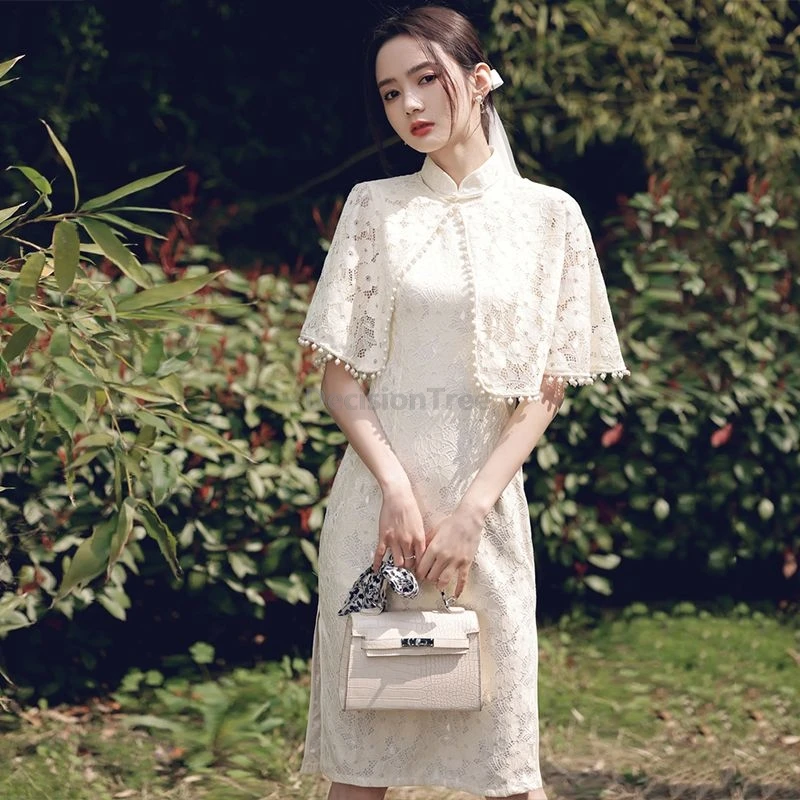 

2025 high end vintage chinese qipao the same as television si teng qipao improved elegant youth temperament lady lace cheongsam