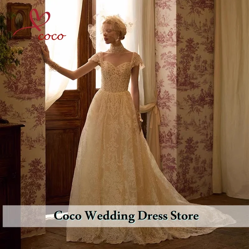 Customized French Hollow Out Wedding Floral Printed Off Shoulder Wedding Dresses Party Dress Bridal Gown Vestidos Novias Boda