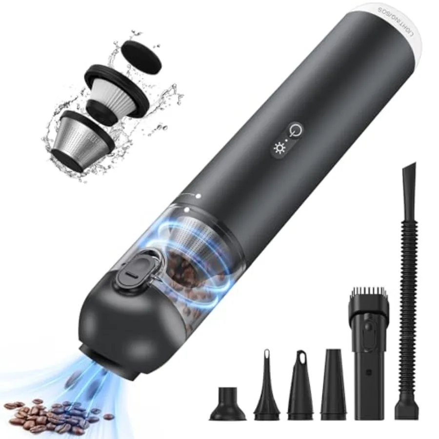 

Беспроводной ручной автомобильный пылесос - портативный пылесос 15000PA со светодиодной подсветкой и HEPA-фильтром, функция выдувания и всасывания 2-в-1, компактный