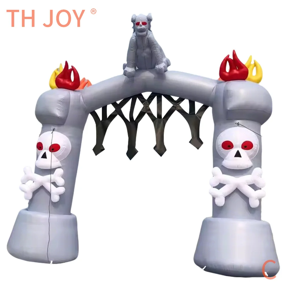 Envío aéreo rápido a puerta, decoraciones de Halloween, arco de puerta inflable personalizado, arco inflable de Halloween fantasma para festival