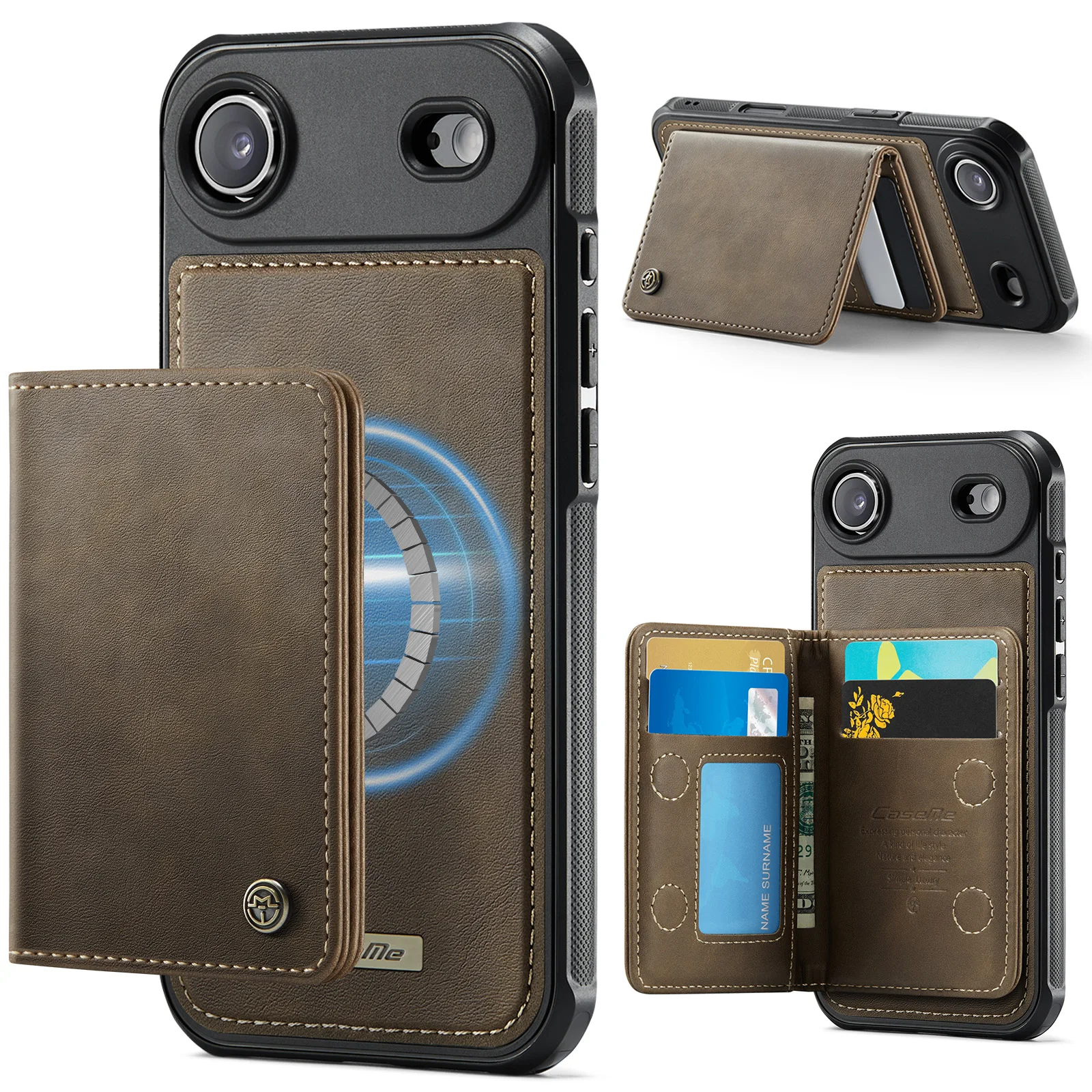 

2 in 1 Detachable Magnetic Leather Wallet Cards Solt Phone Case for IPhone 17 Pro Max 16 Plus 15 14 13 12 RFID Pocket Book Cover