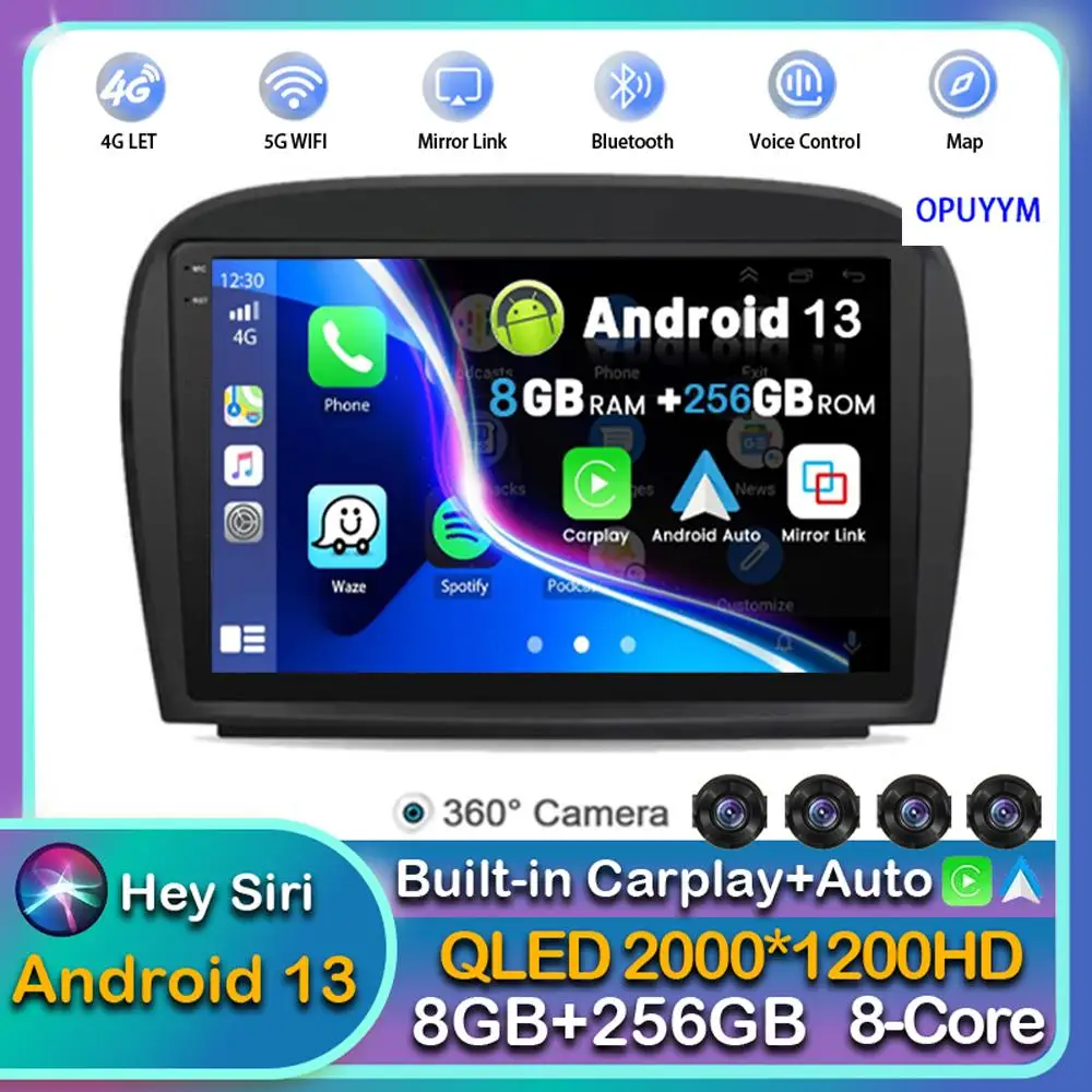 

Android 13 Carplay For Mercedes SL R230 SL350 SL500 SL55 SL600 SL65 2001-2007 Car Radio Multimedia Player GPS 2DIN Stereo DSP 4G