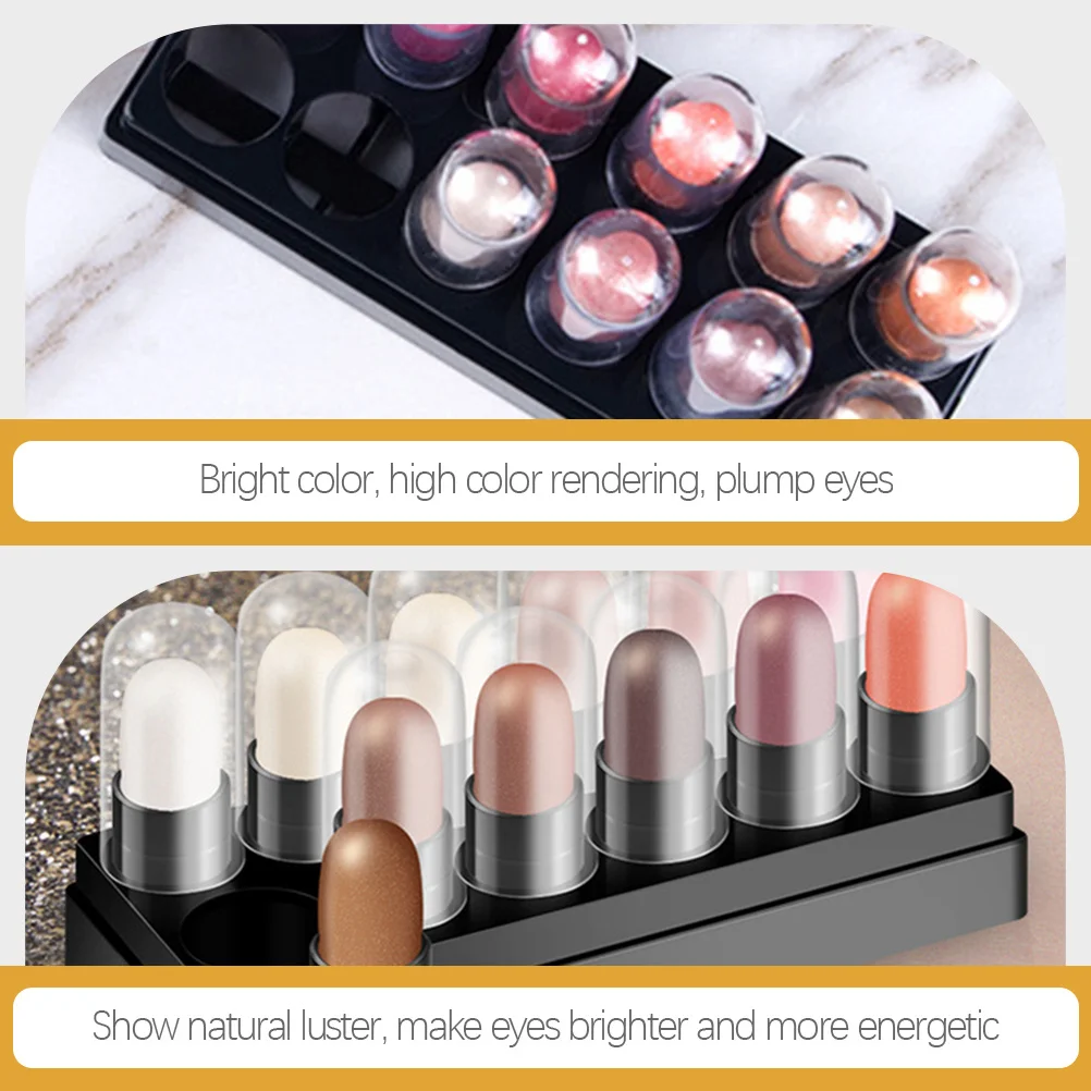 Ensemble de bâtons de fard à paupières, crème colorée, imperméable, résistant à la sueur, anti-taches, crayon de maquillage pour les yeux, mélange lisse, 12 pièces